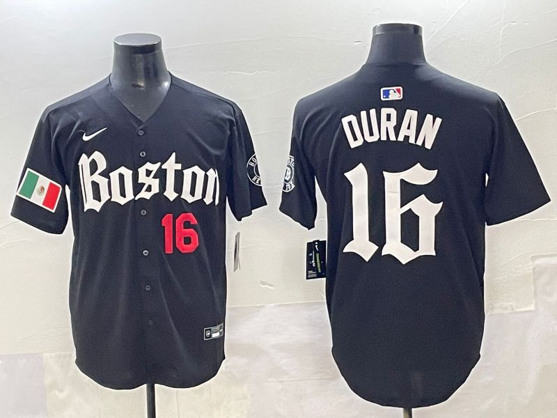 Men 2025 Boston Red Sox 16 Duran Black Five generations Joint Name Nike MLB Jersey style 3